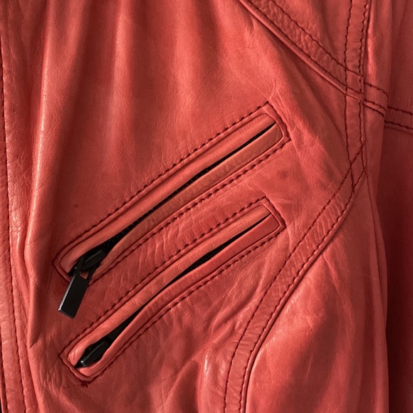 Red Genuine Leather Jacket - Picture 4 of 6